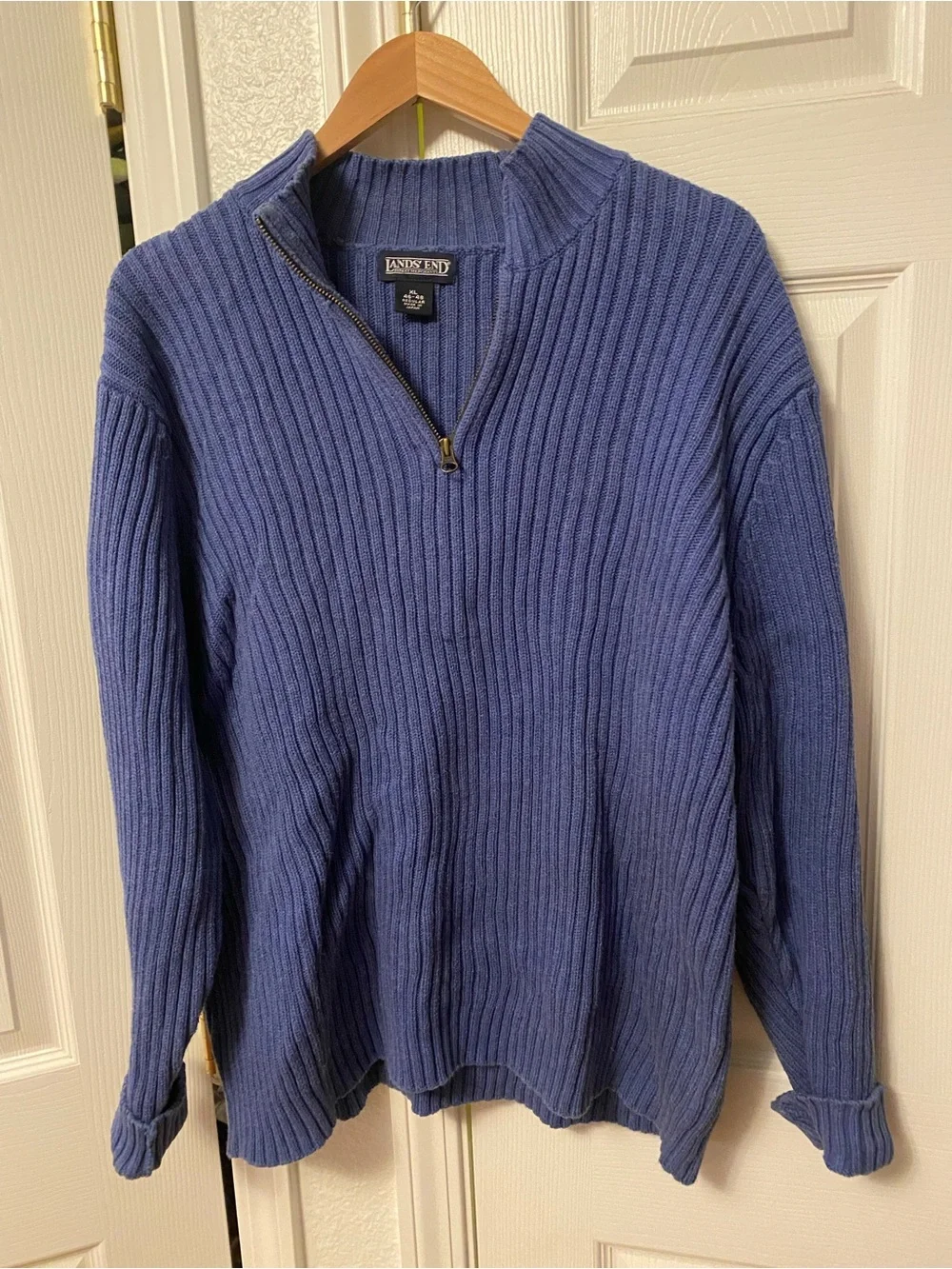 Lands' End Women’s Ribbed Half-Zip Sweater in Blue